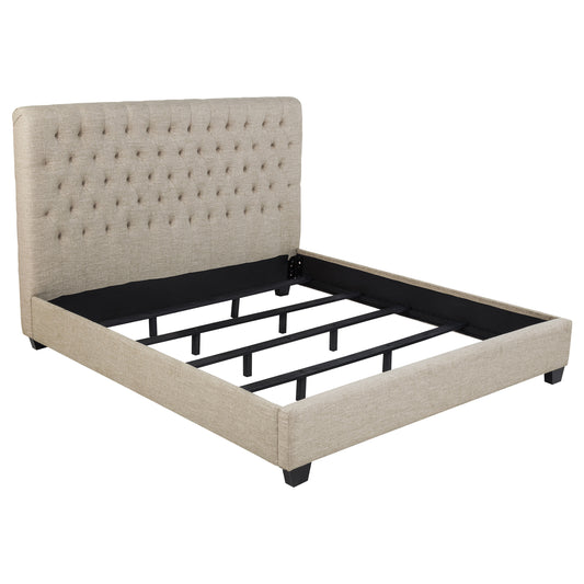 Chloe Upholstered Eastern King Panel Bed Oatmeal