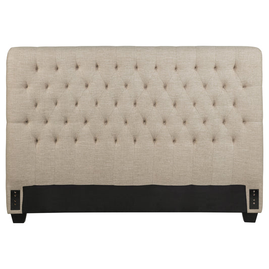 Chloe Upholstered Queen Panel Headboard Oatmeal