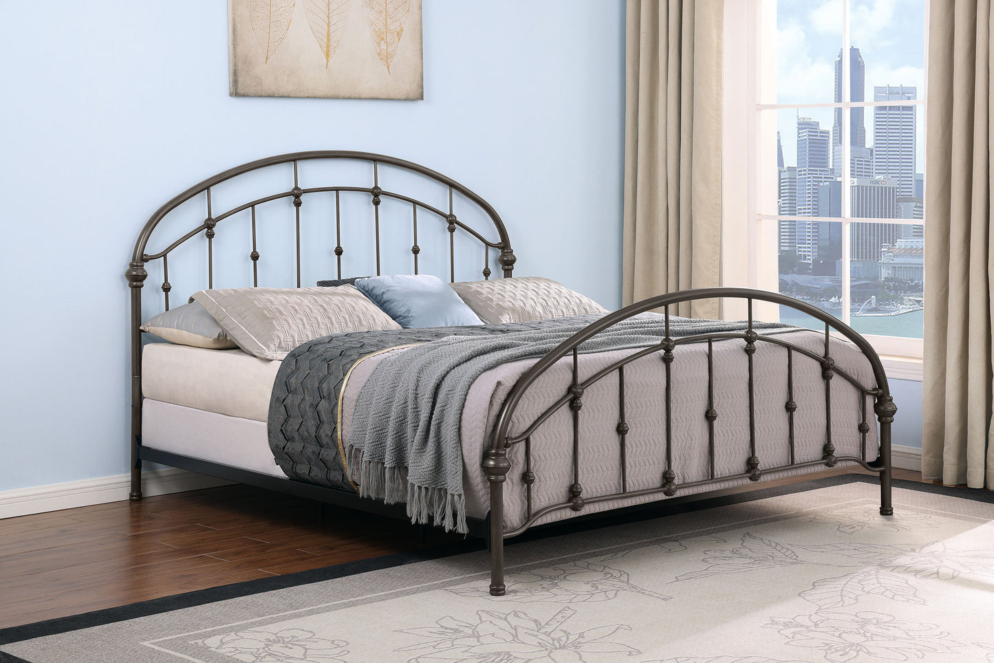 Rowan Metal Eastern King Open Frame Bed Dark Bronze