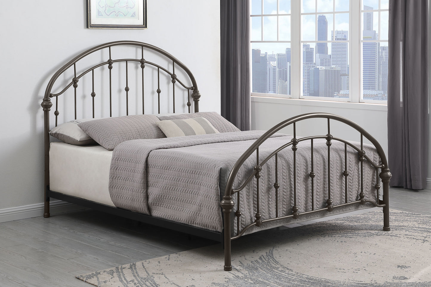 Rowan Metal Queen Open Frame Bed Dark Bronze