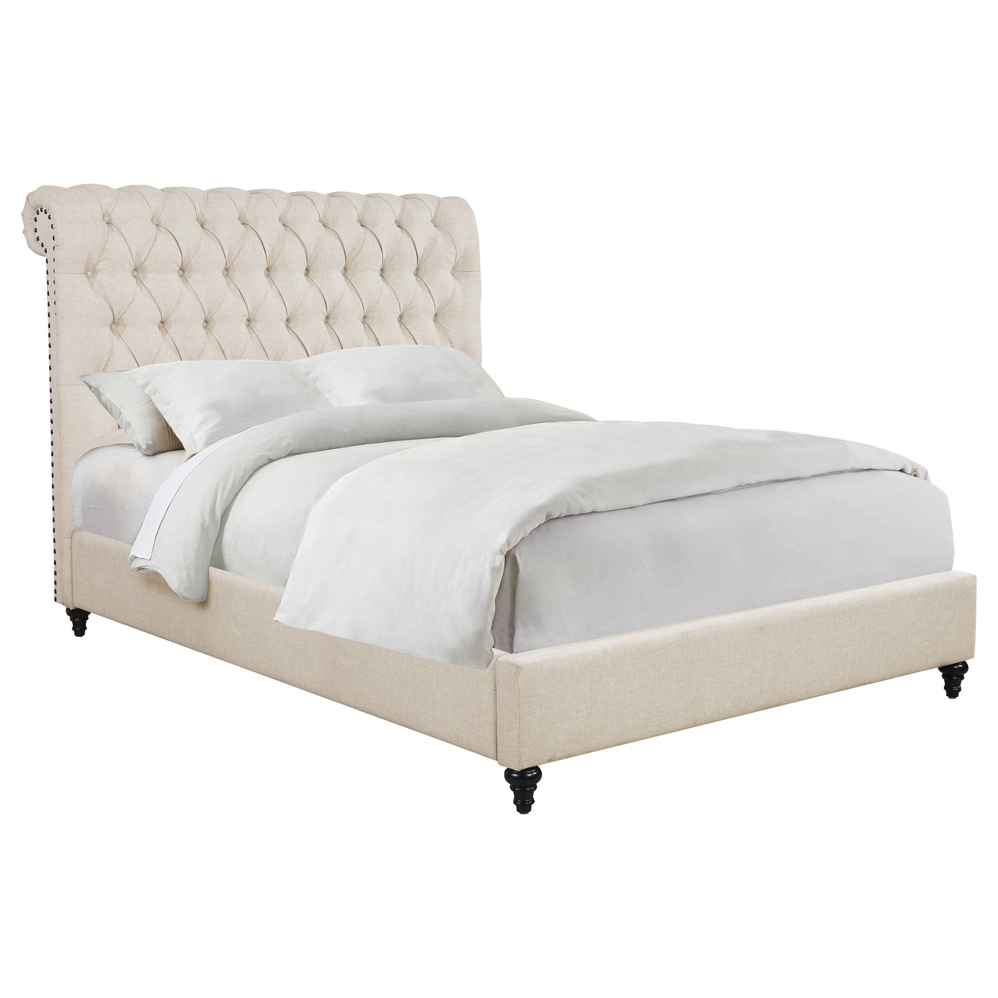 Devon 57-inch Upholstered Full Panel Bed Beige