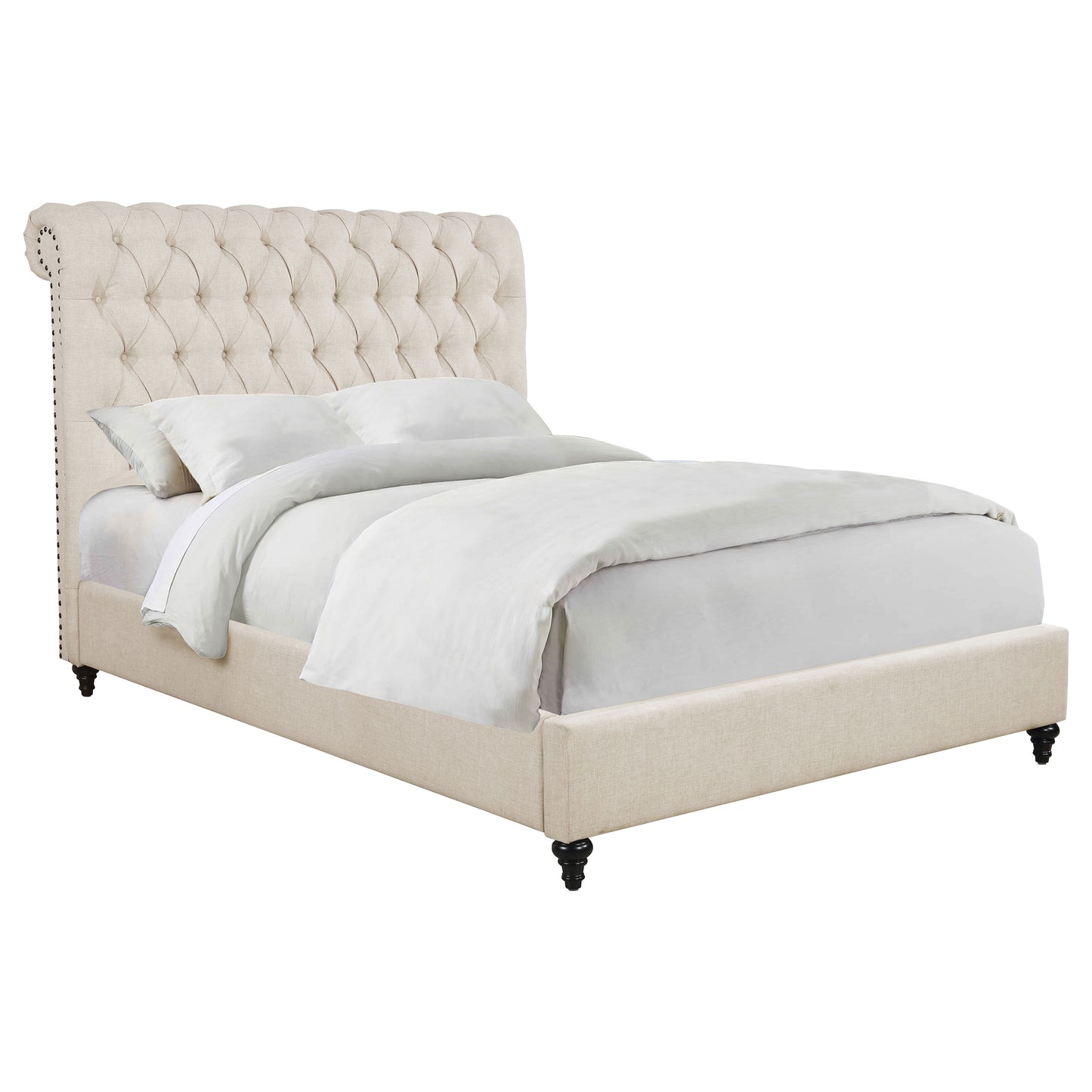 Devon 57-inch Upholstered California King Panel Bed Beige