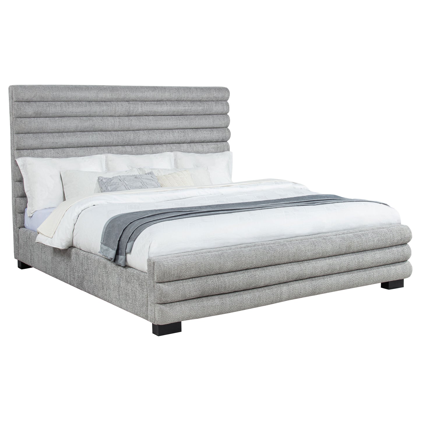 Patricia 58-inch Boucle Upholstered Eastern King Bed Grey