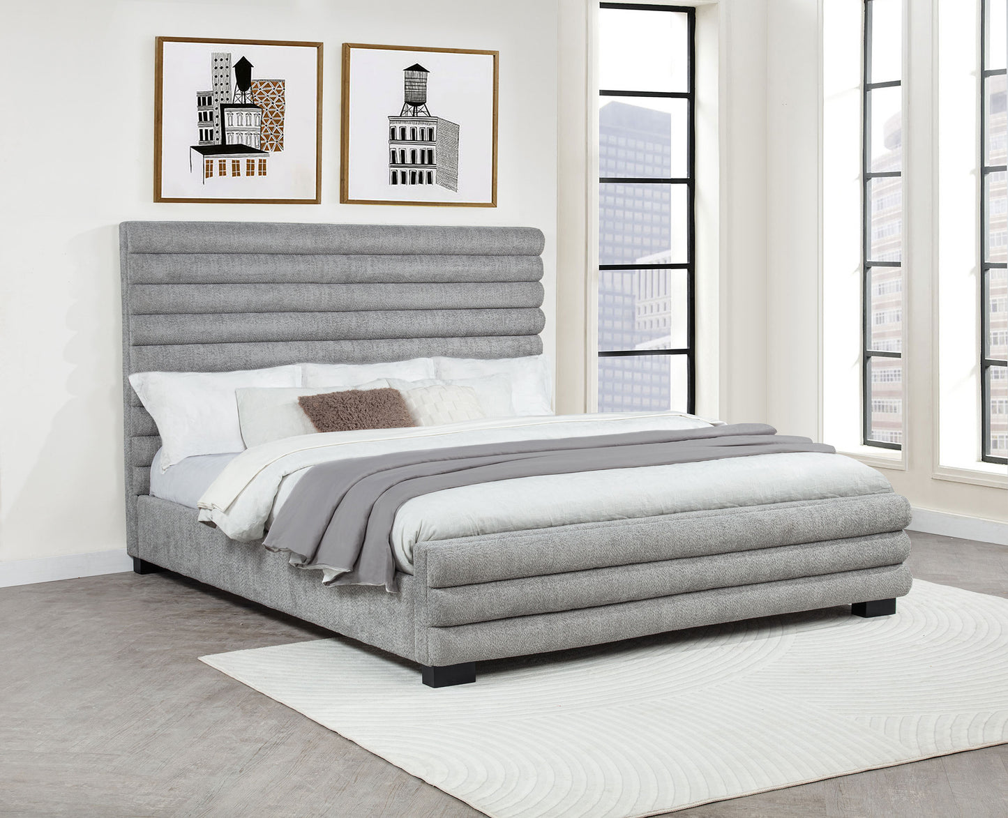 Patricia 58-inch Boucle Upholstered California King Bed Grey