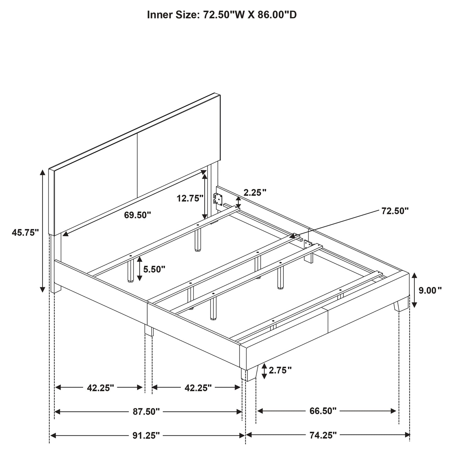 Dorian Fabric Upholstered California King Panel Bed Cream