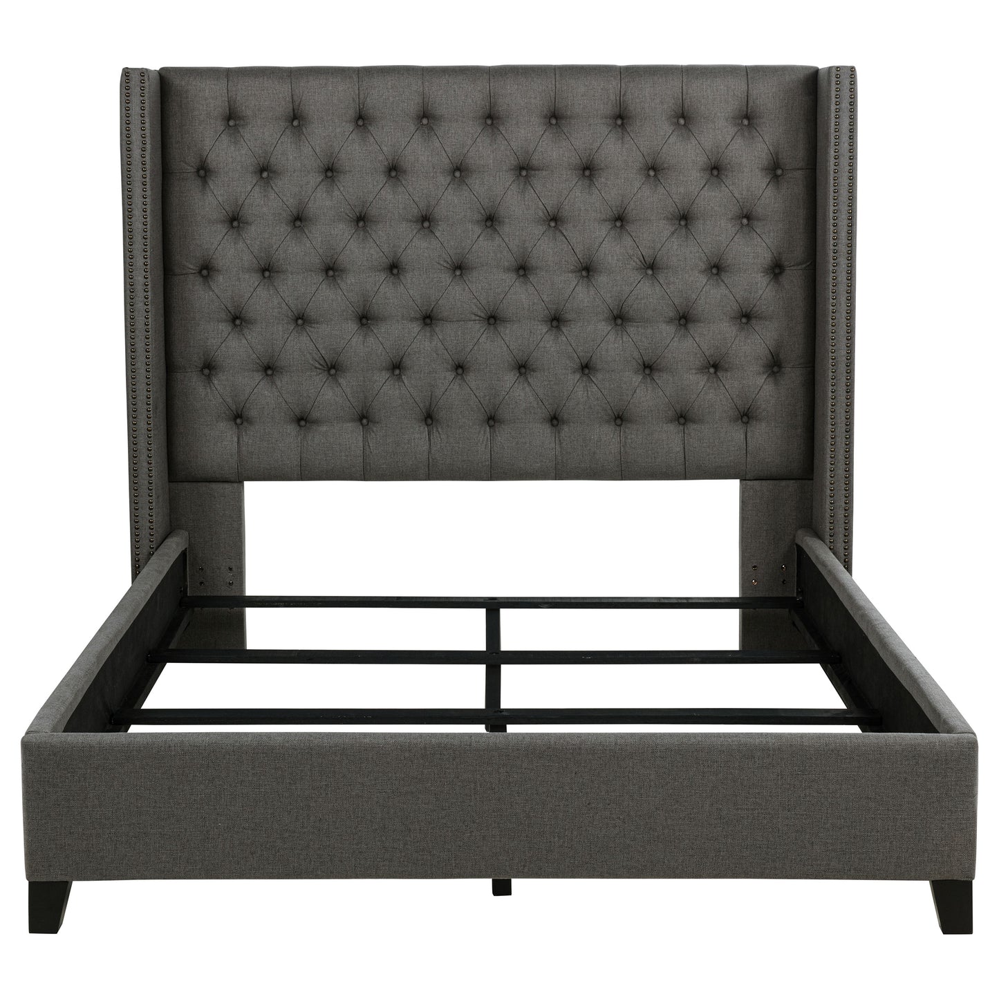 Bancroft Upholstered Eastern King Wingback Bed Grey