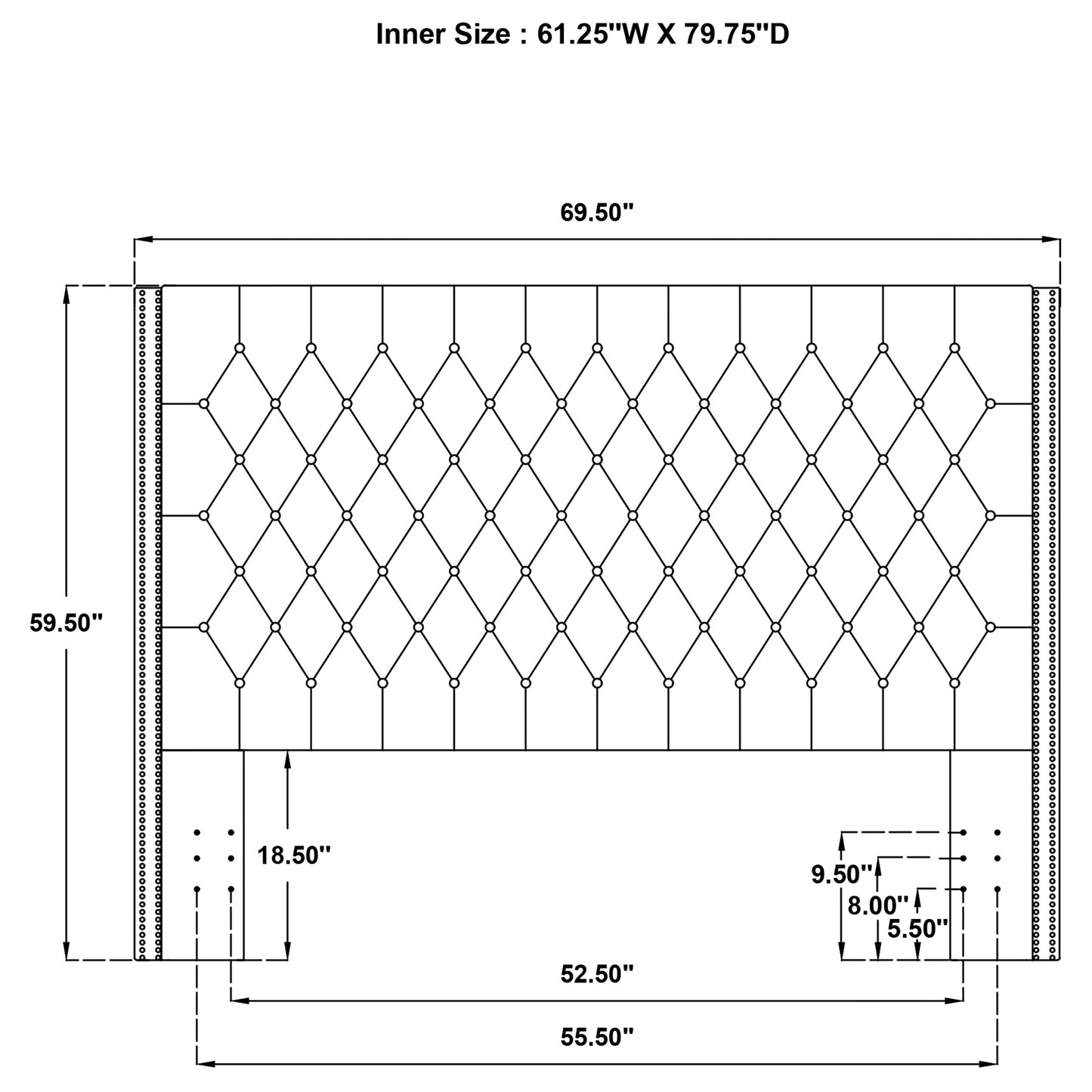 Bancroft Upholstered Queen Wingback Headboard Grey