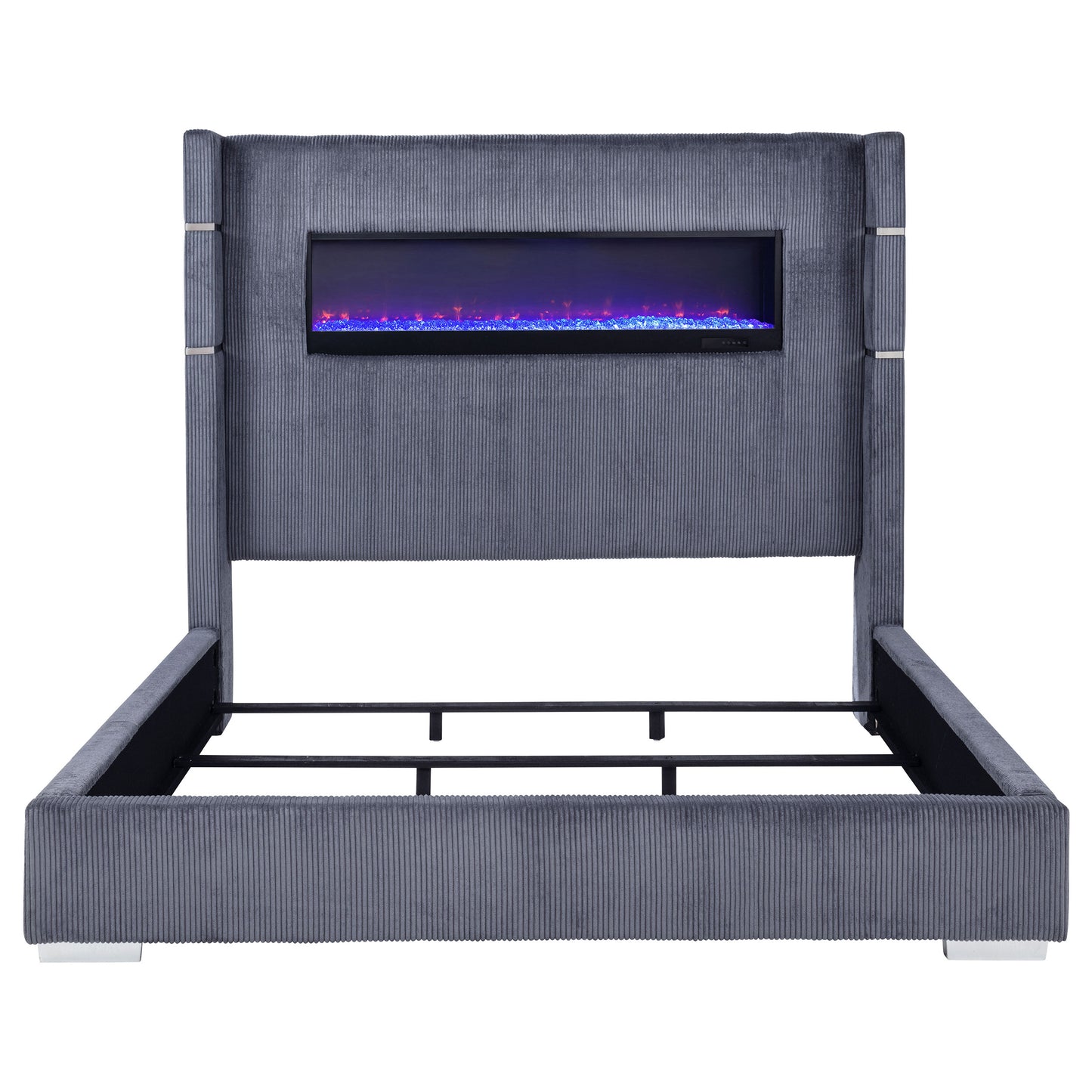 Tisdall Upholstered Cal King Flame Visualizer Bed Grey