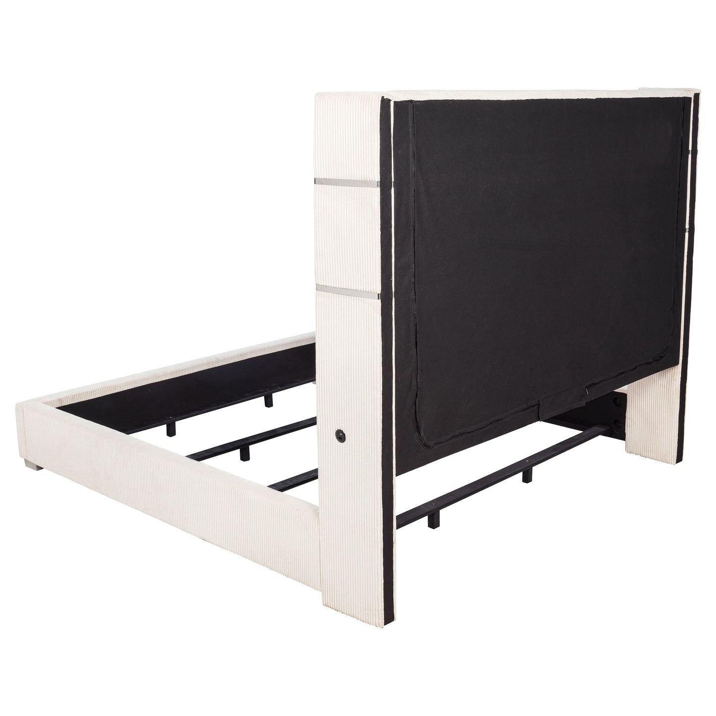 Tisdall Upholstered Eastern King Flame Visualizer Bed Cream