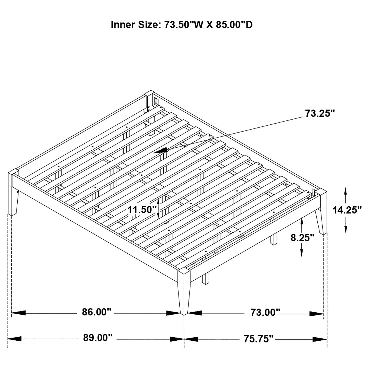 Hounslow California King Universal Platform Bed White
