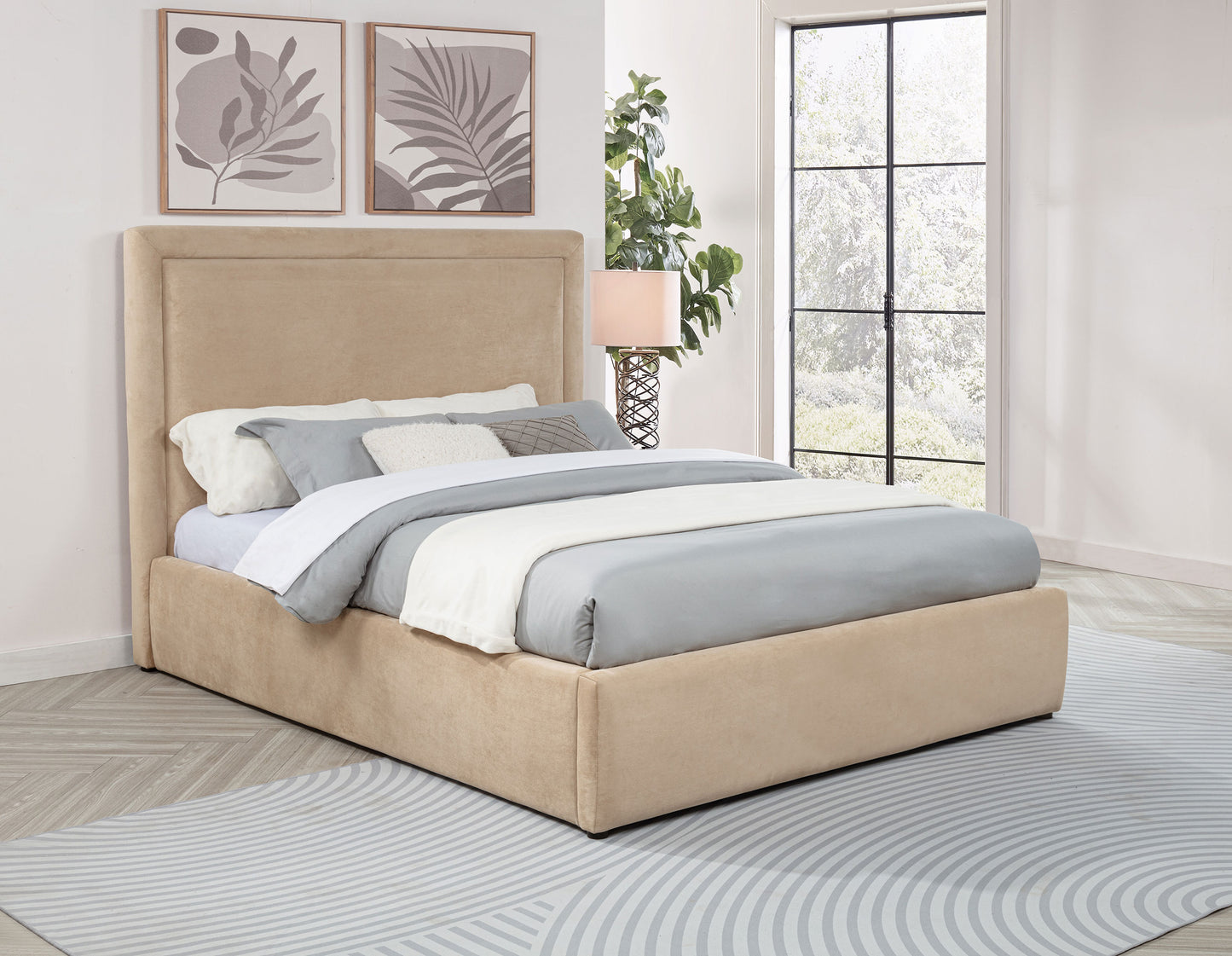 Lawson 55-inch Upholstered Full Platform Bed Light Saddle