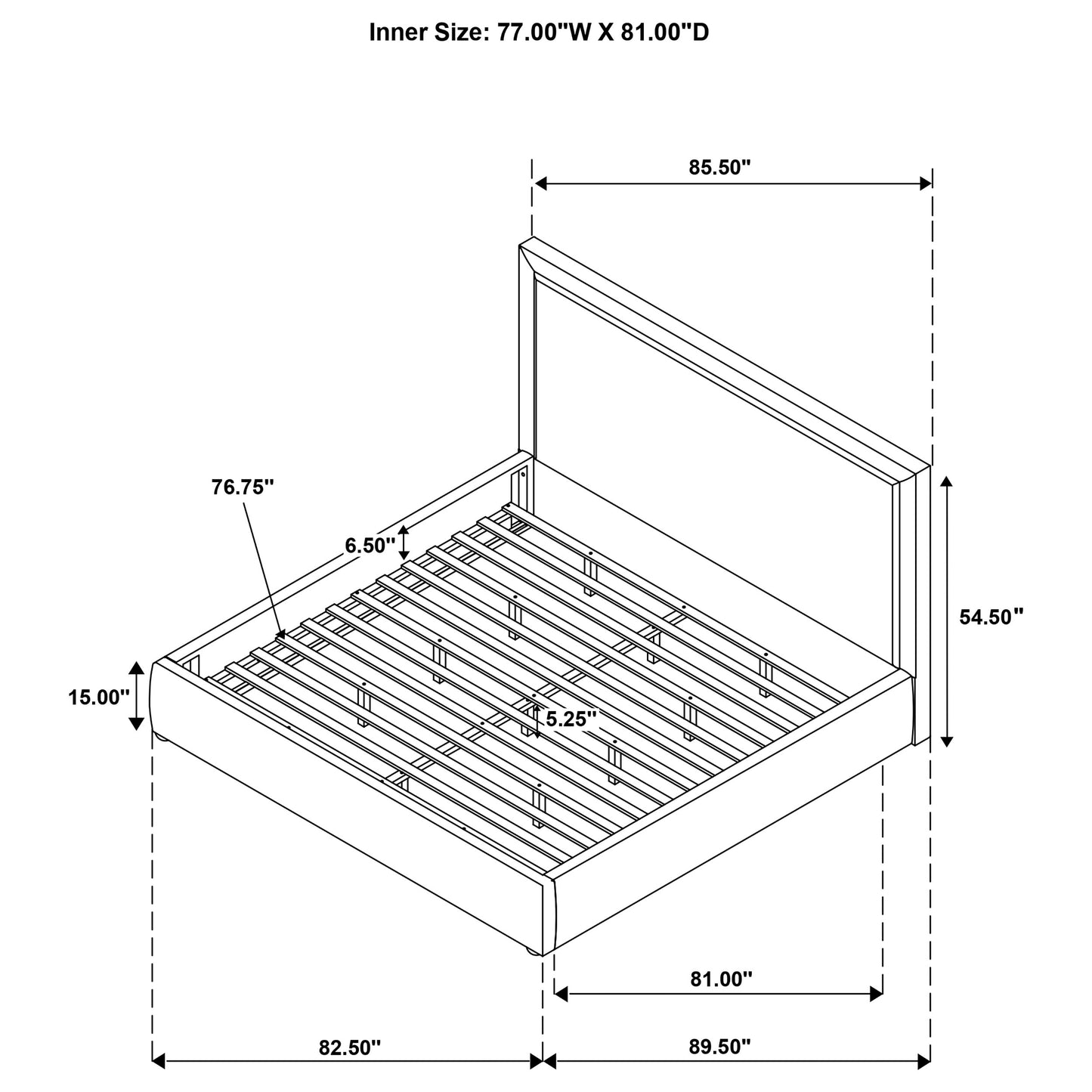 Lawson 55-inch Upholstered Eastern King Platform Bed Saddle
