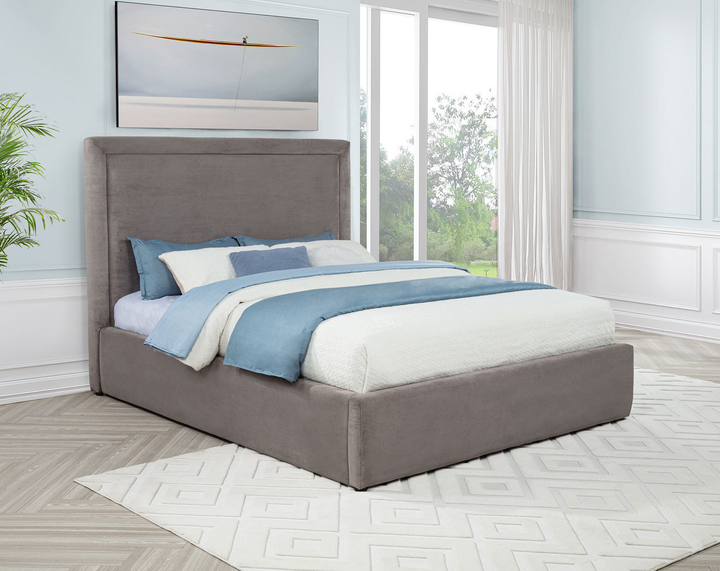 Lawson 55-inch Upholstered Eastern King Platform Bed Mushroom