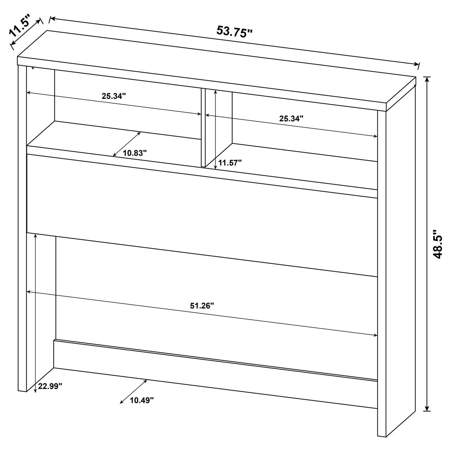 Westpark 49-inch Full Bookcase Headboard Black