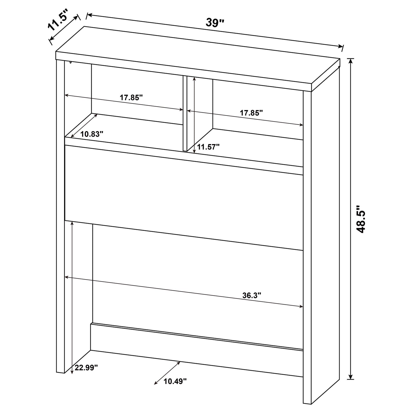 Westpark 49-inch Twin Bookcase Headboard Dark Pine