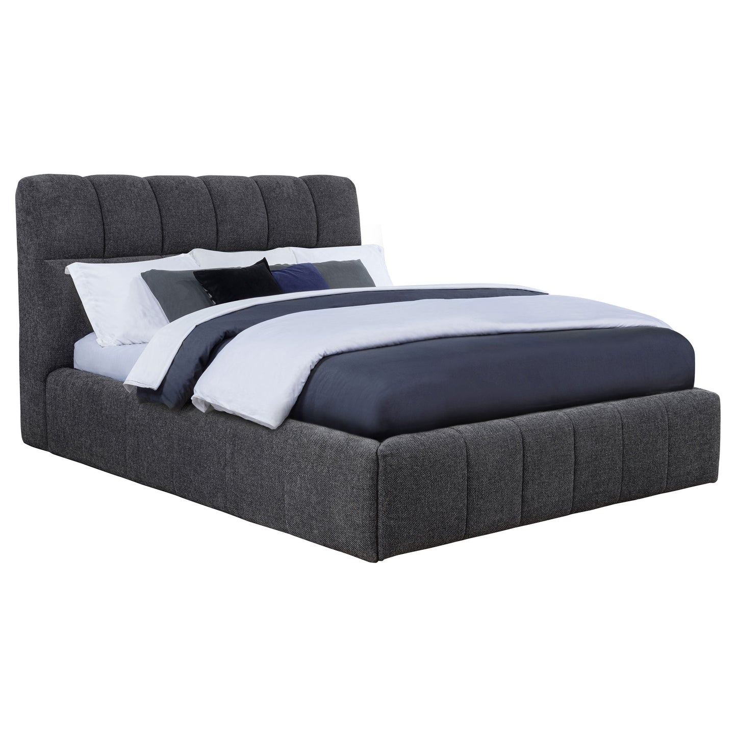 Nollet 48-inch Upholstered Eastern King Platform Bed Grey