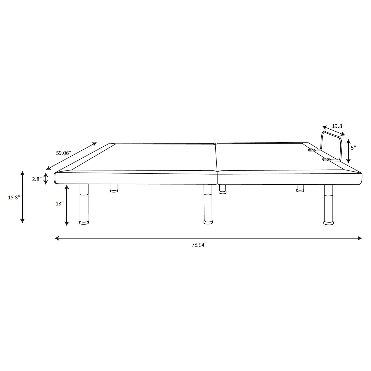 Negan Queen Adjustable Bed Base Grey and Black