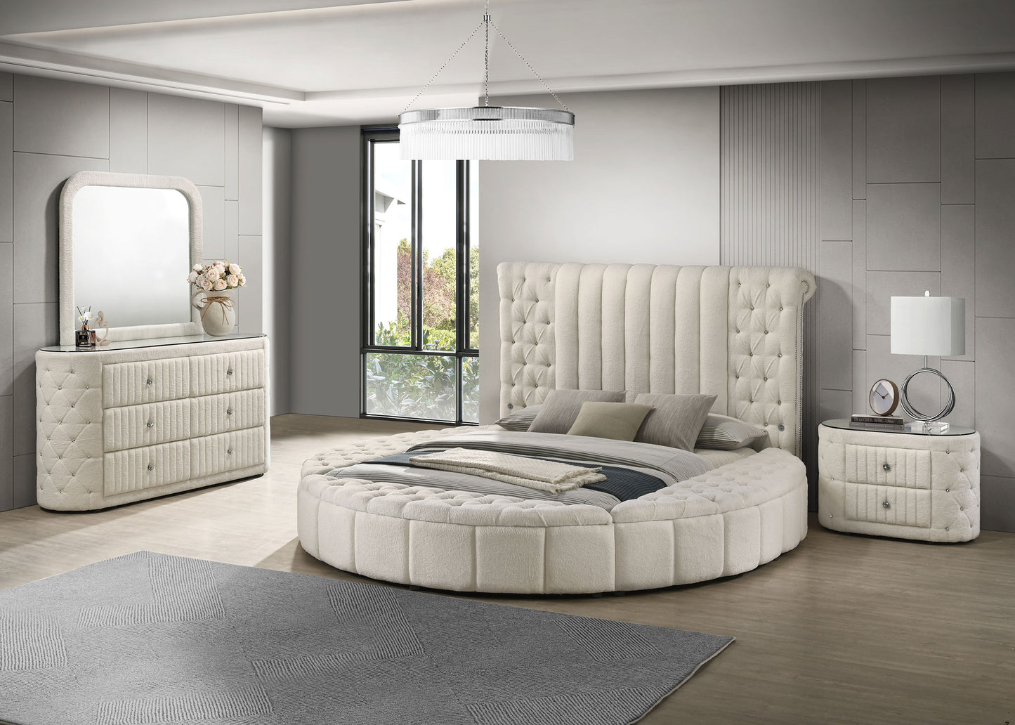 Sonya 4-piece Upholstered Eastern King Bedroom Set Ivory
