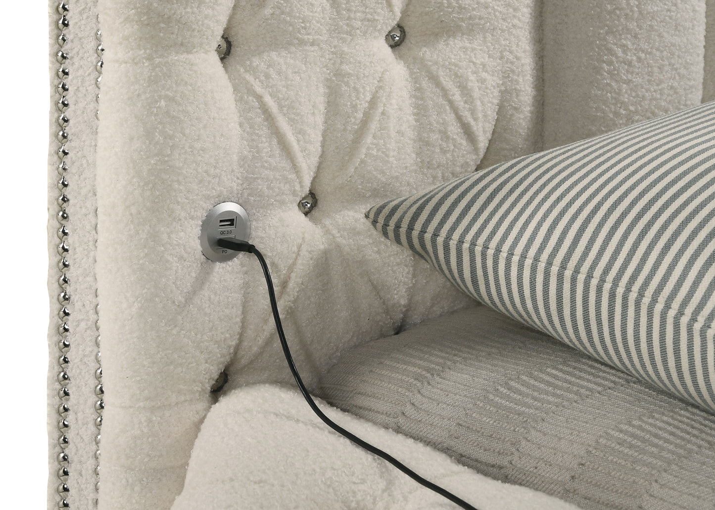 Sonya 4-piece Upholstered Eastern King Bedroom Set Ivory