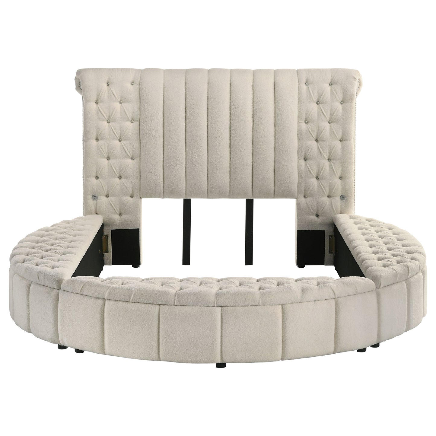 Sonya Upholstered Queen Round Storage Bed Ivory