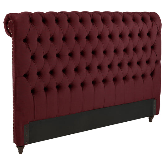 Devon 57-inch Upholstered Eastern King Headboard Wine Red