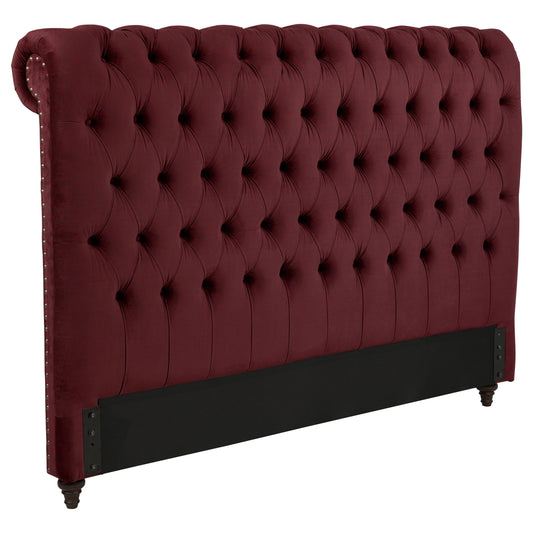 Devon 57-inch Upholstered California King Headboard Wine Red