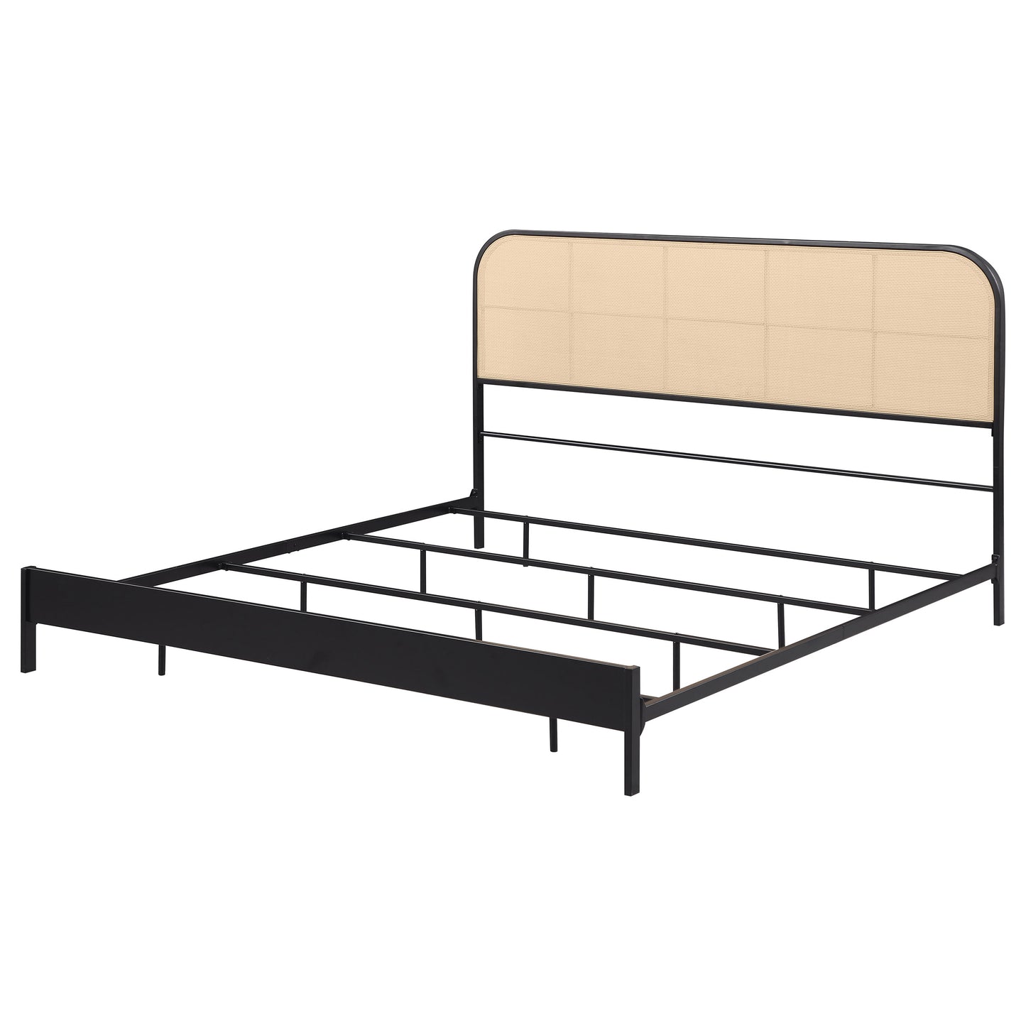 Amherst Radio Weave Rattan Metal Eastern King Bed Black