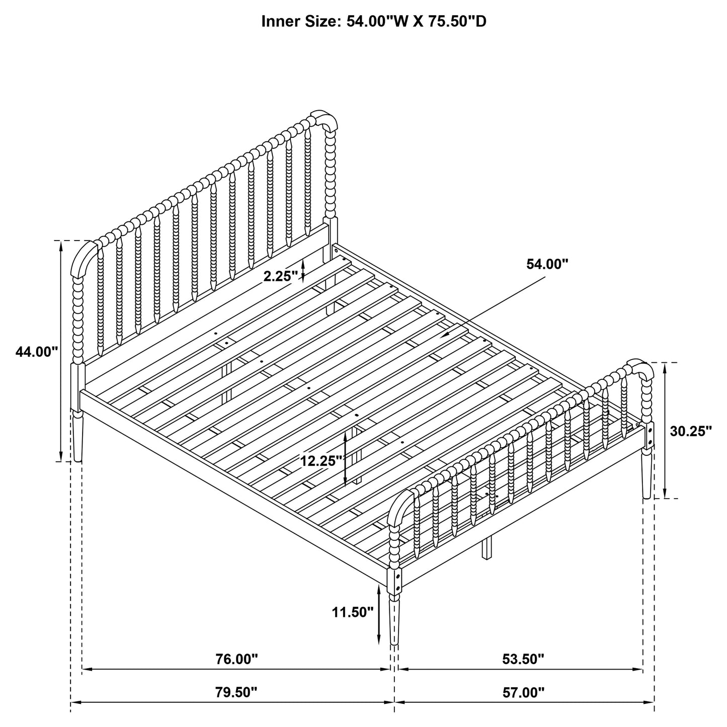 Jones Wood Full Open Frame Bed White