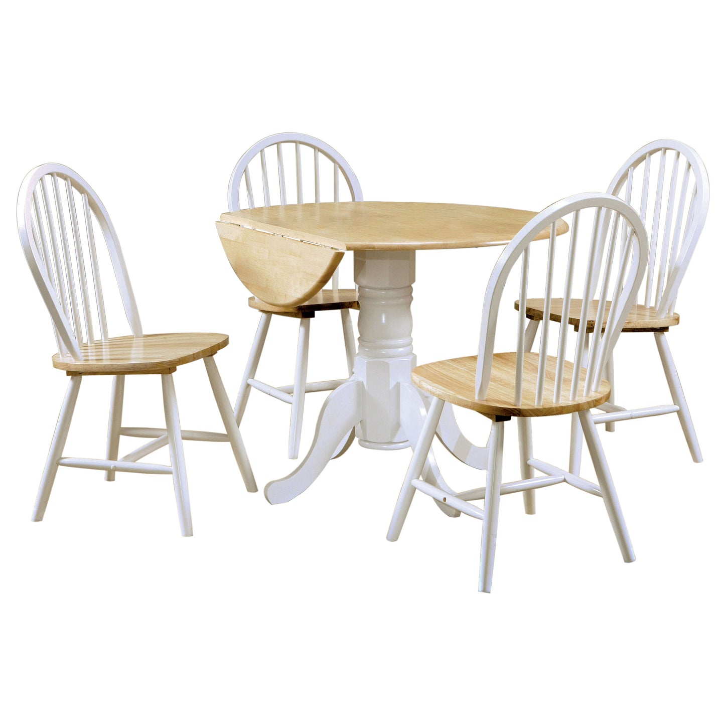 Allison 5-piece Round Drop Leaf Dining Table Set White