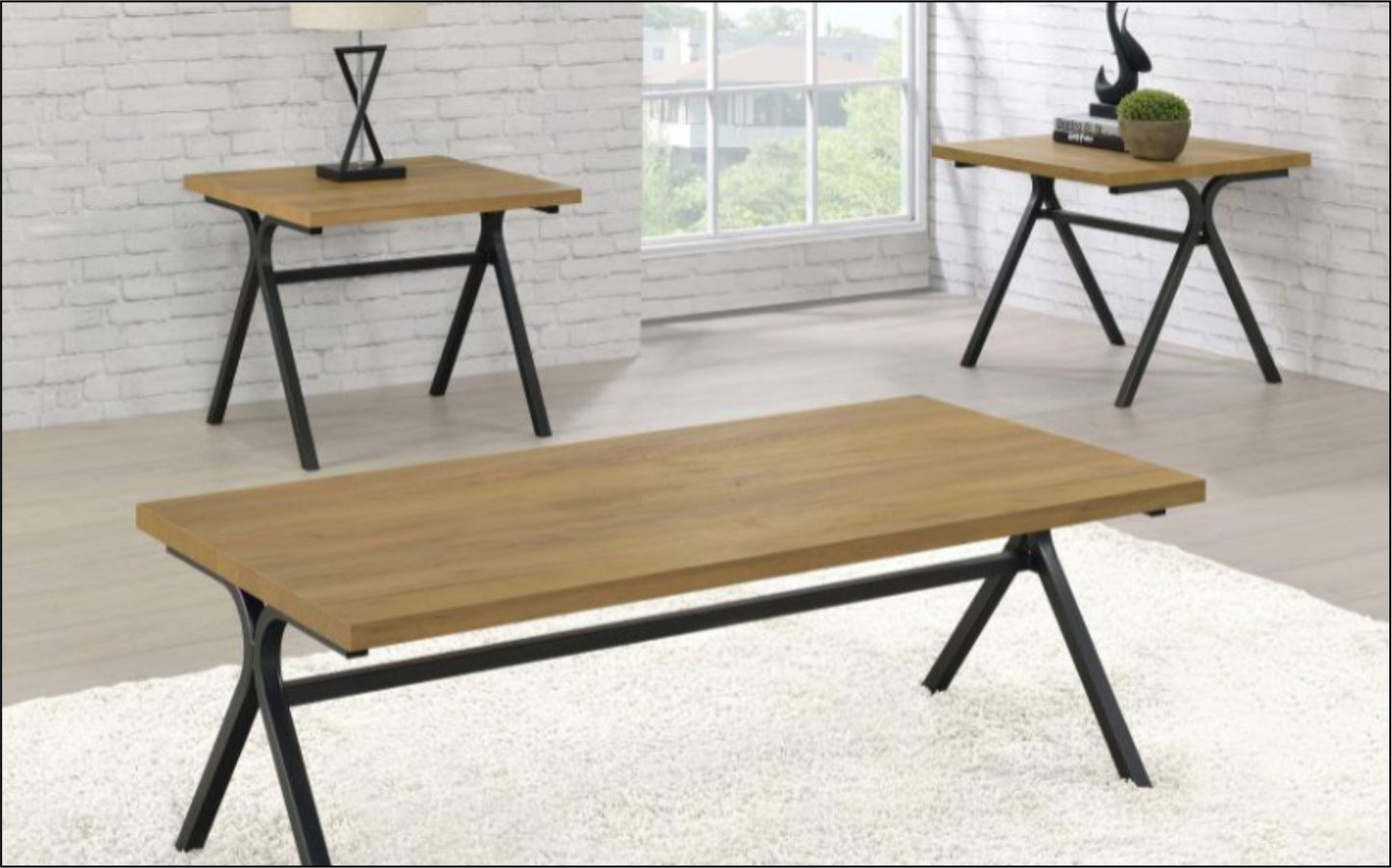 Colmar 3-piece Engineered Wood Coffee Table Set Golden Oak