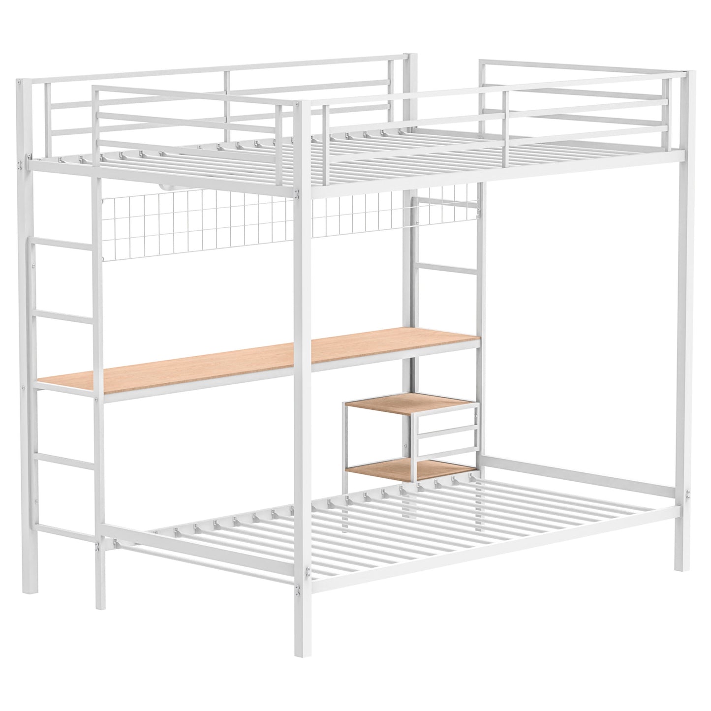 Campus Metal Full Over Twin Workstation Bunk Bed Matte White