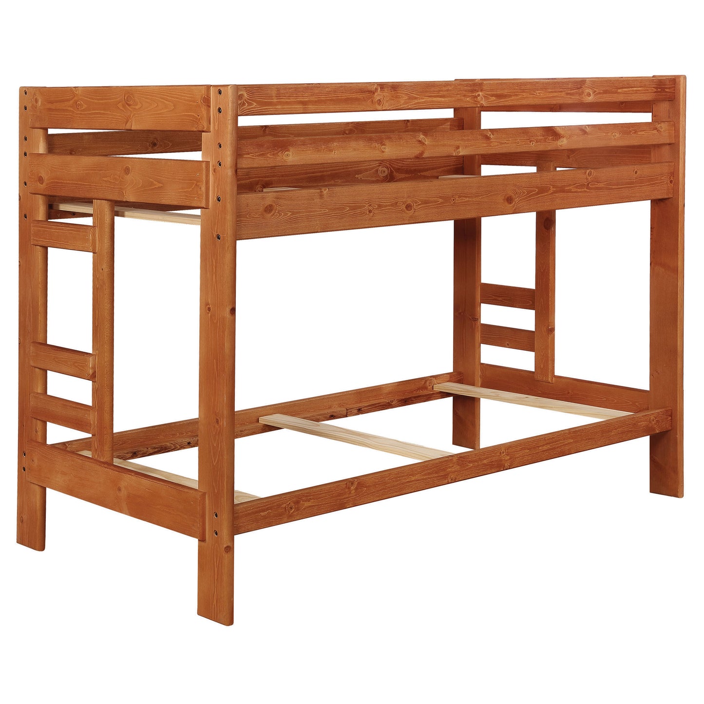 Wrangle Hill Wood Twin Over Twin Bunk Bed Amber Wash