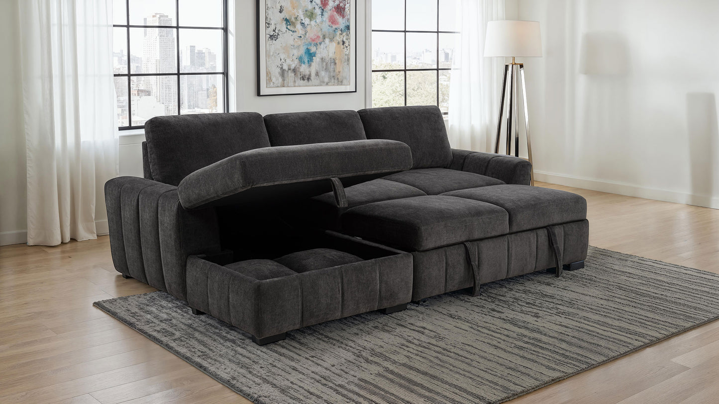 Pastrana Upholstered Sleeper Sectional Sofa LAF Chaise Grey