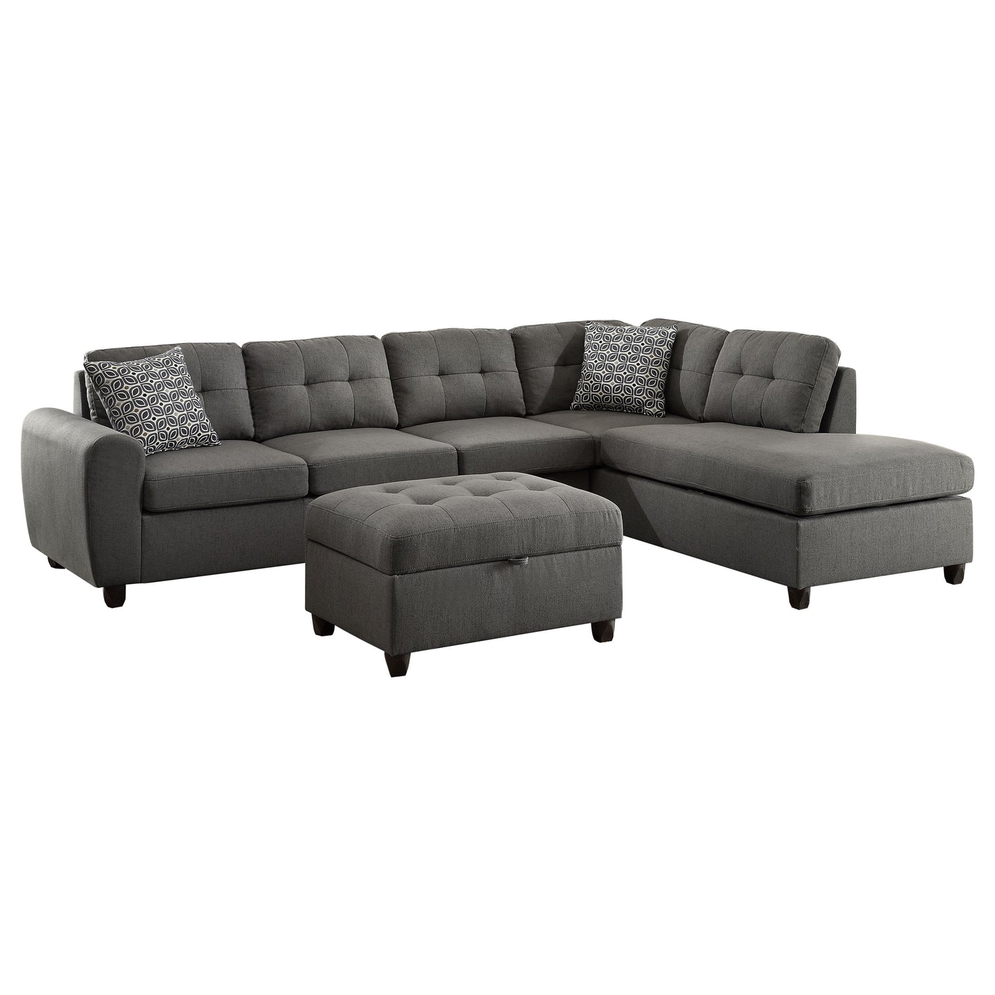 Stonenesse Sectional Sofa with Storage Ottoman Set Grey