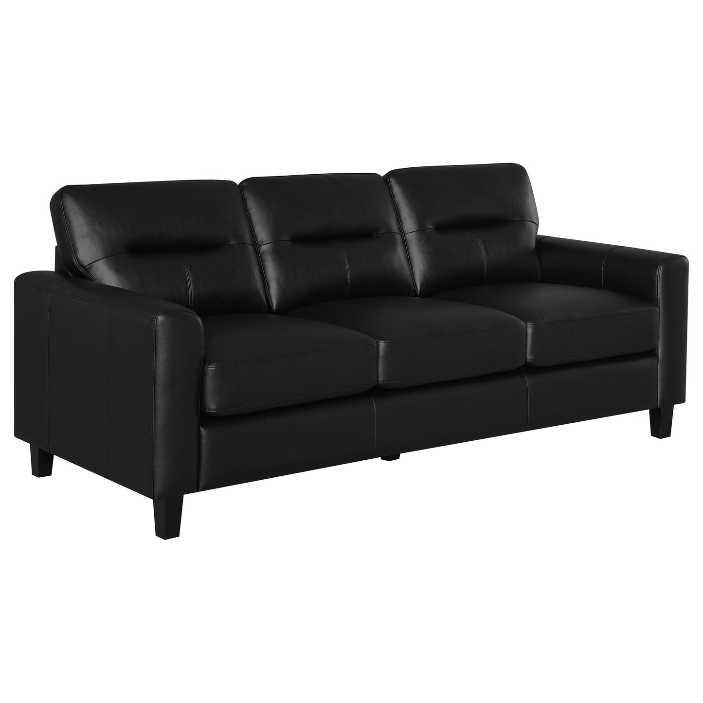 Scotland 2-piece Faux Leather Upholstered Sofa Set Black