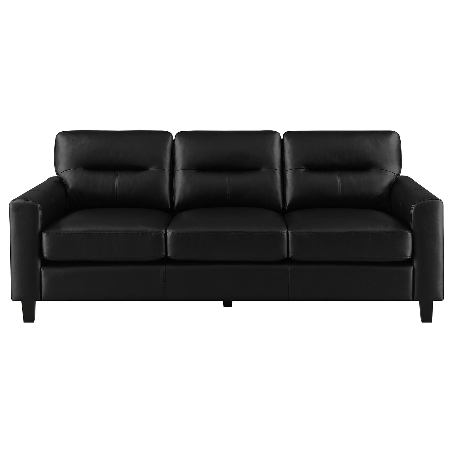 Scotland 3-piece Faux Leather Upholstered Sofa Set Black