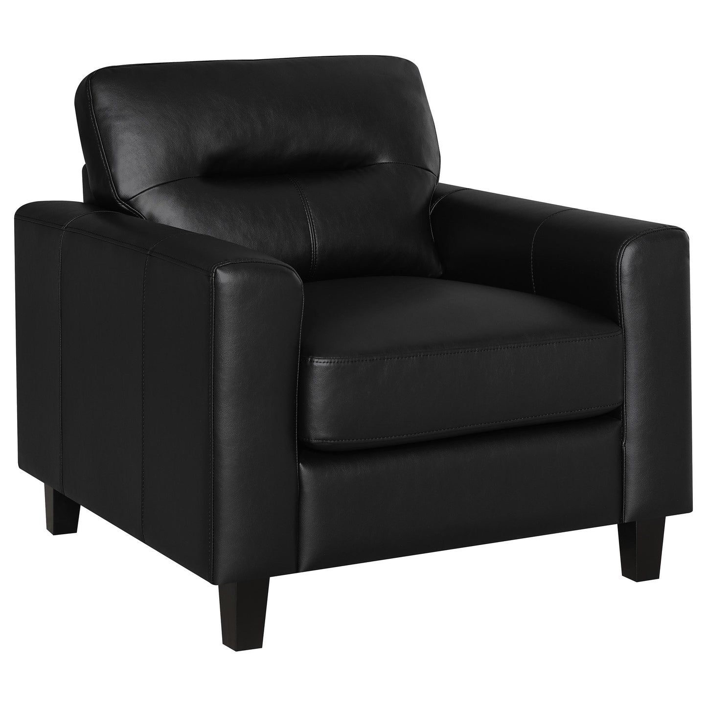 Scotland 3-piece Faux Leather Upholstered Sofa Set Black