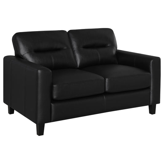 Scotland Faux Leather Upholstered Track Arm Loveseat Black