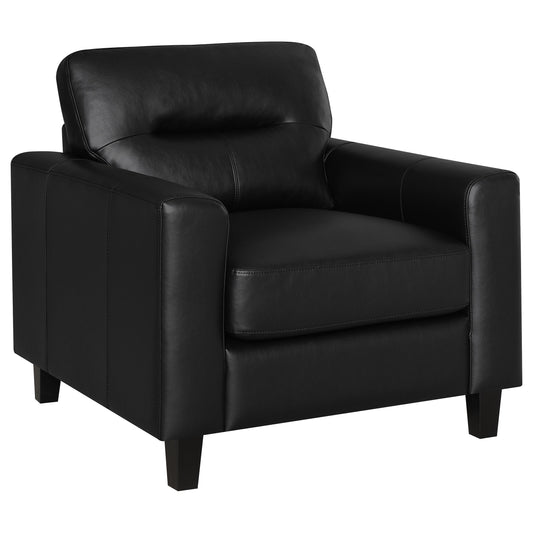 Scotland Faux Leather Upholstered Track Arm Chair Black