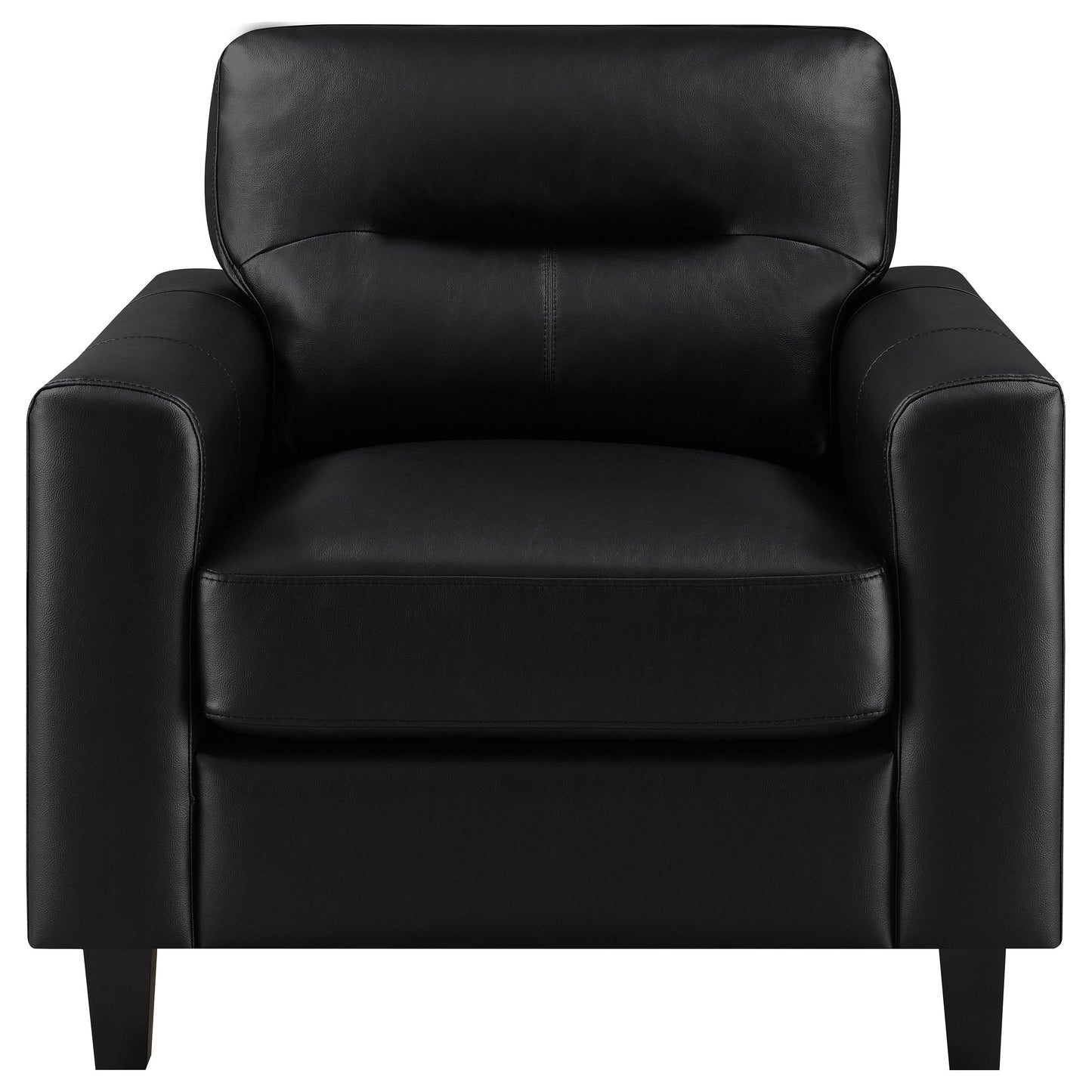 Scotland Faux Leather Upholstered Track Arm Chair Black