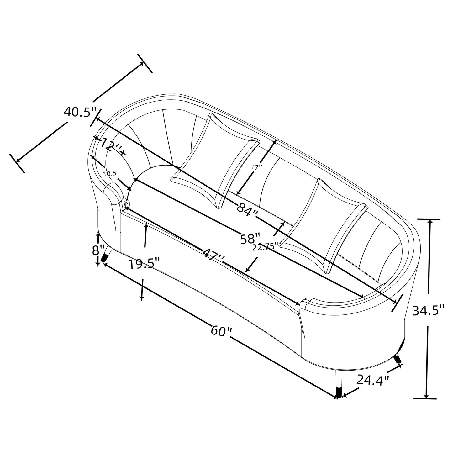 Ellorie 3-piece Upholstered Curved Sofa Set Beige