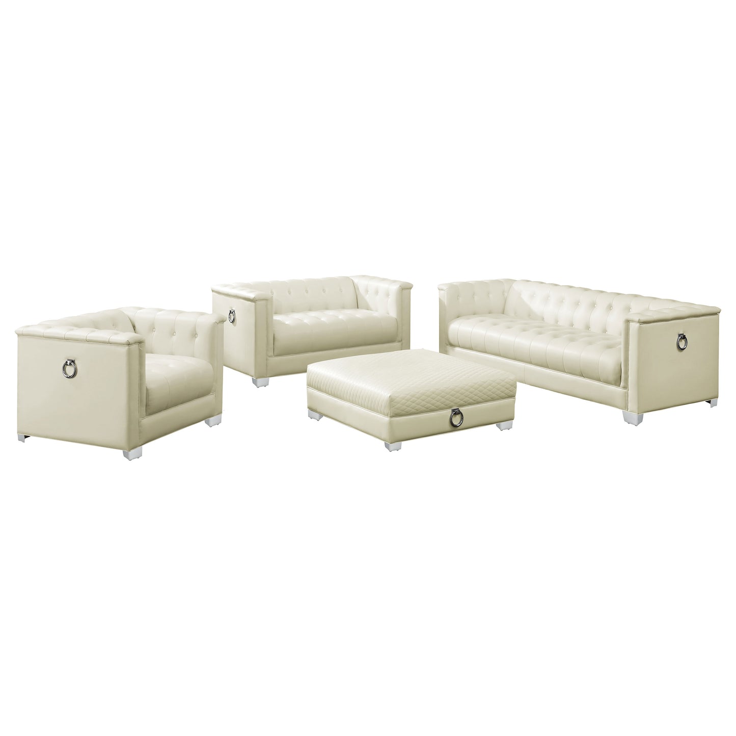 Chaviano 4-piece Upholstered Track Arm Sofa Set Pearl White
