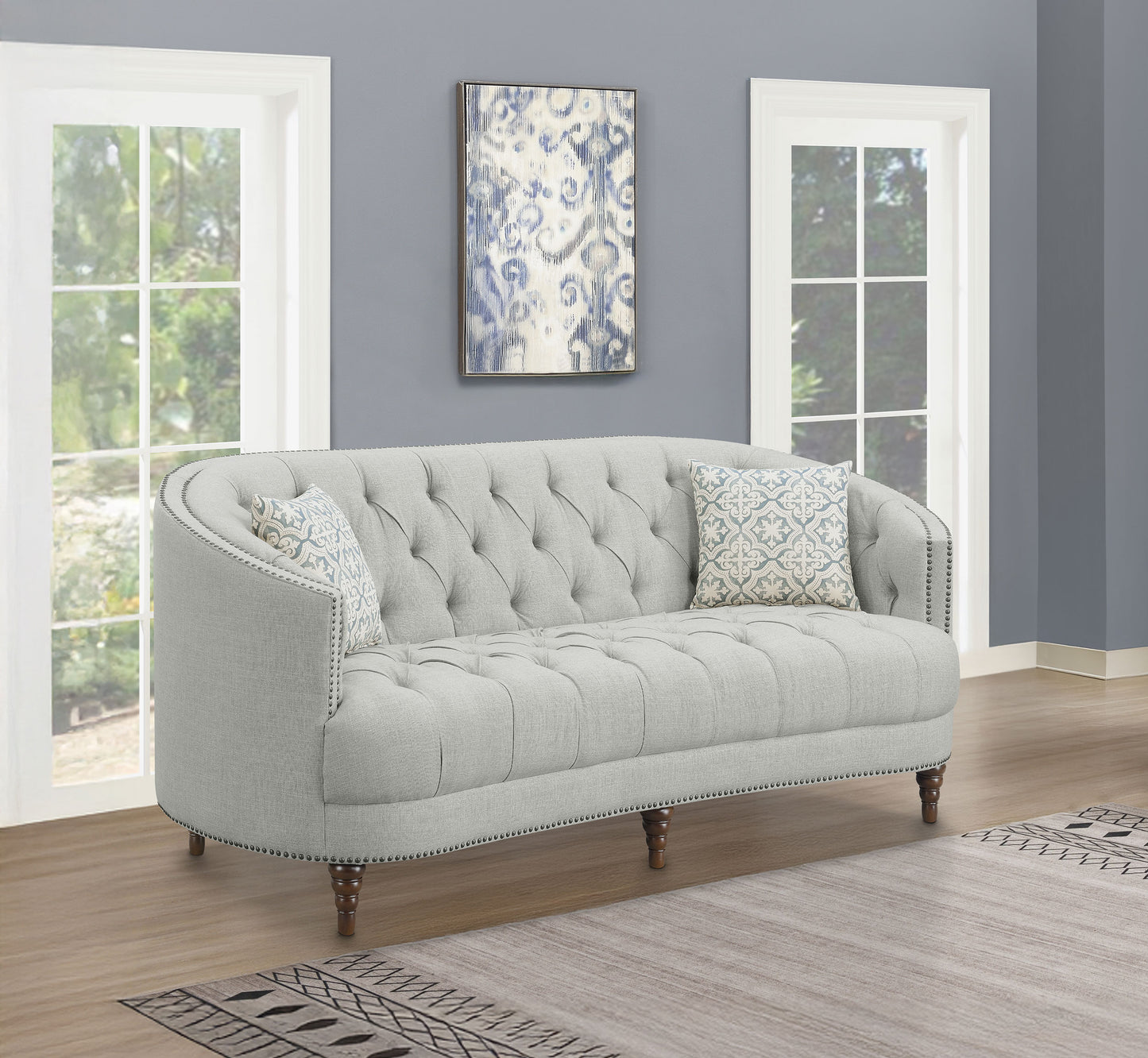 Avonlea Upholstered Sloped Arm Sofa Grey Fabric