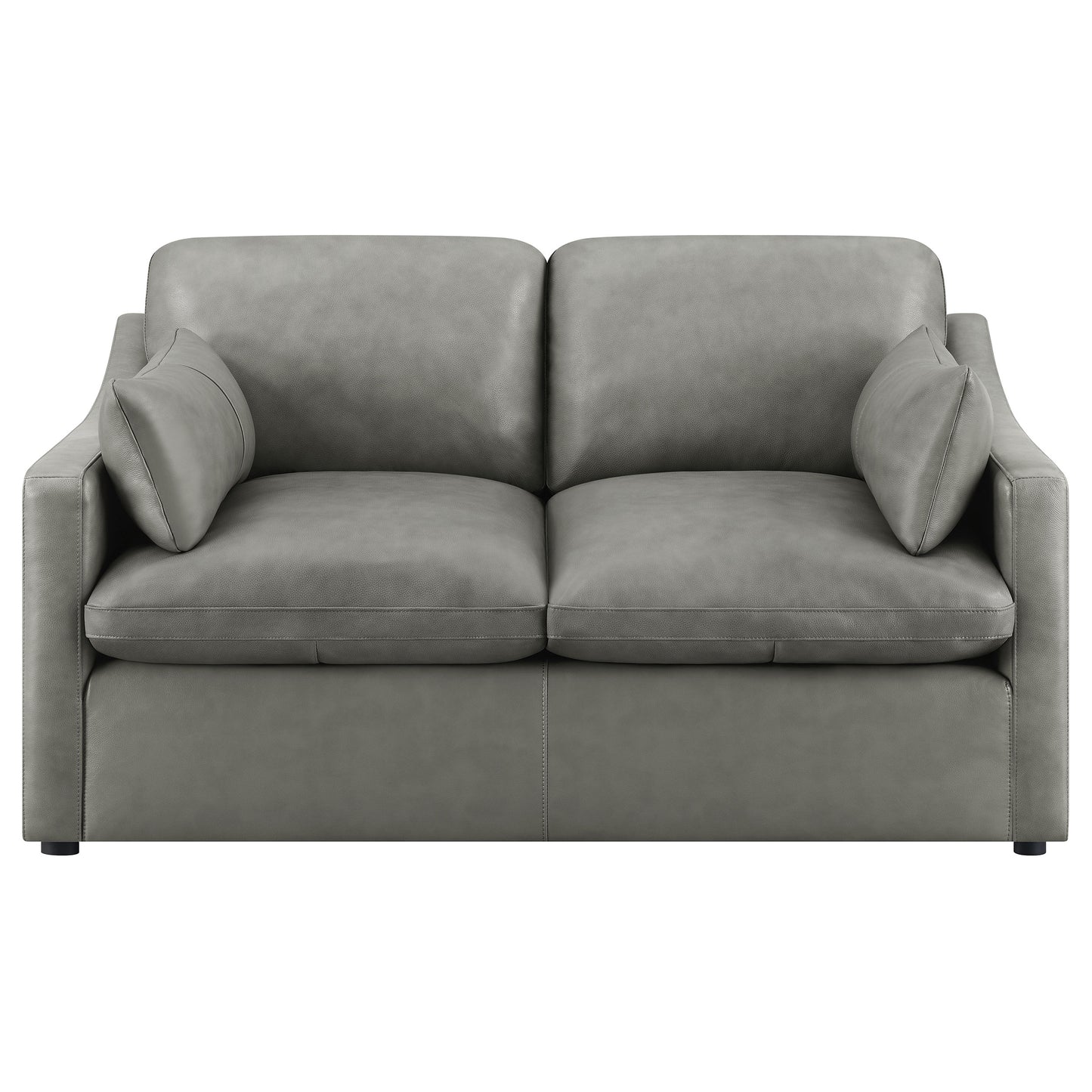 Grayson Leather Upholstered Sloped Arm Loveseat Grey
