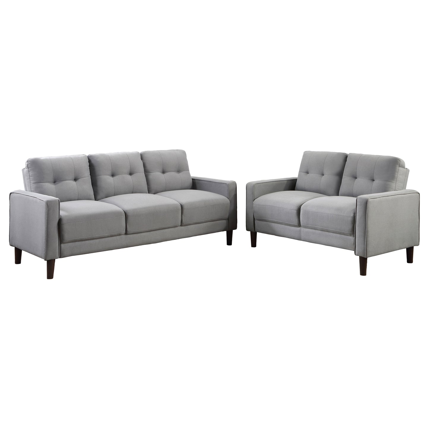 Bowen 2-piece Upholstered Track Arm Tufted Sofa Set Grey