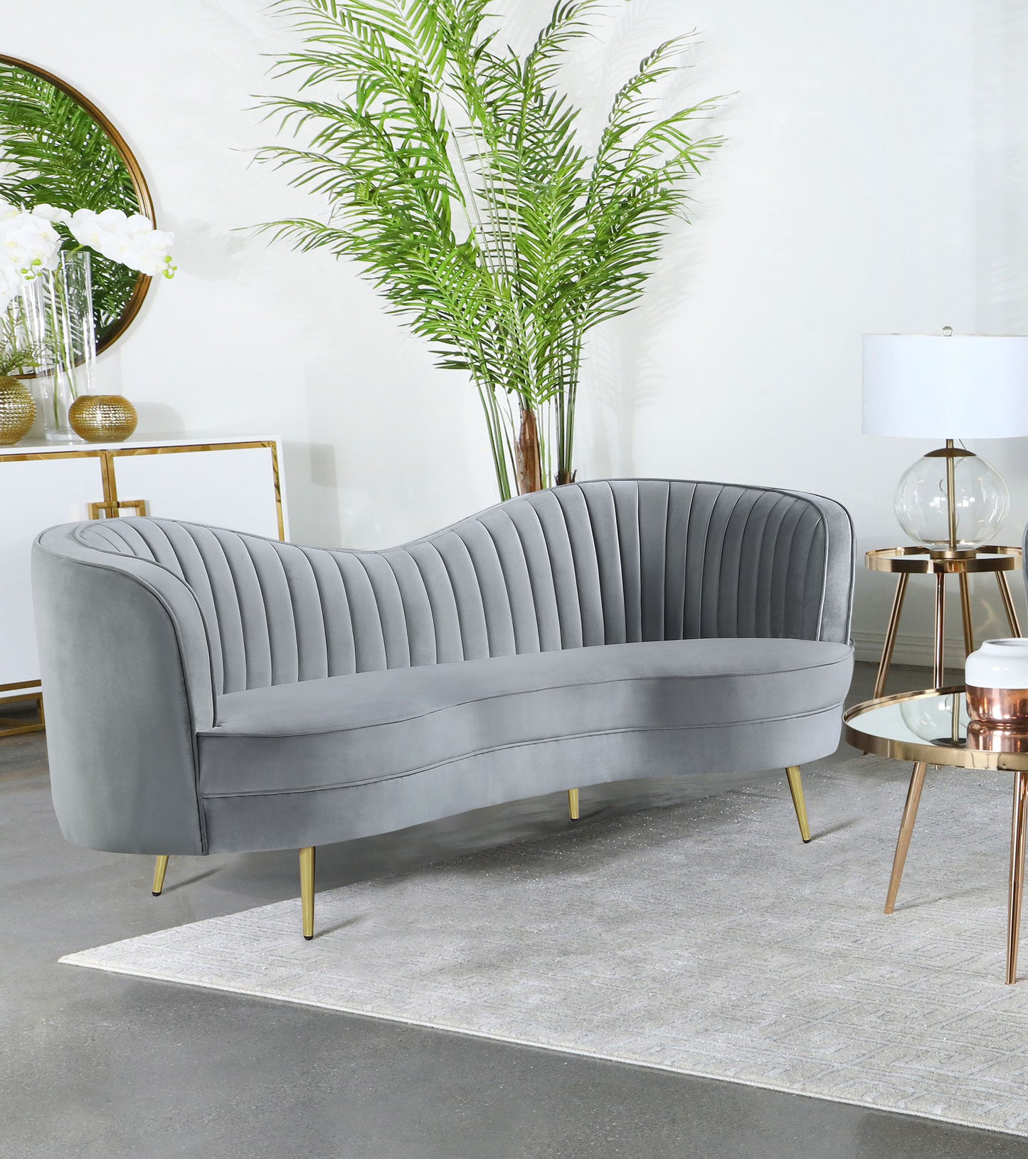Sophia Upholstered Channel Tufted Loveseat Grey