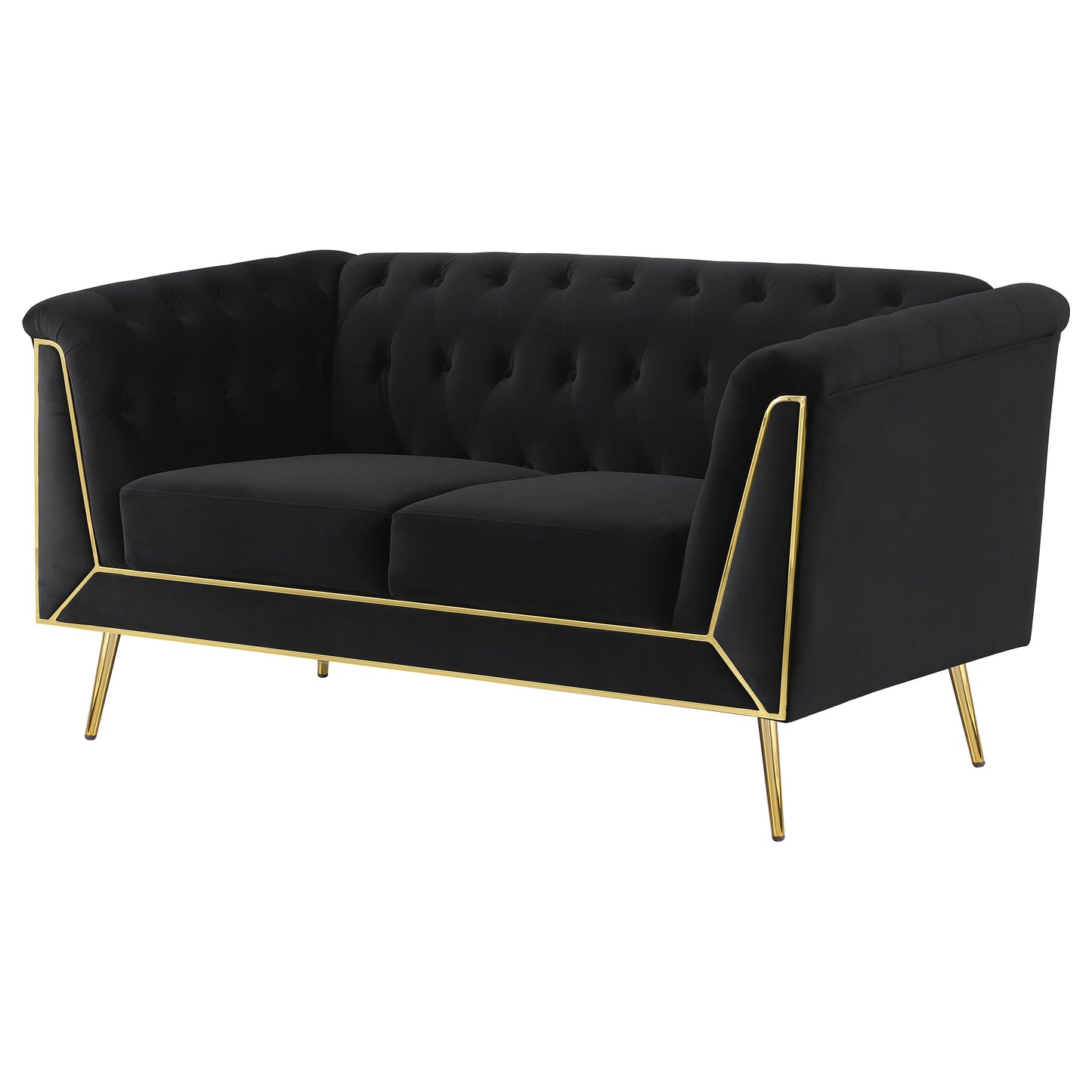 Holly Upholstered Tuxedo Arm Tufted Loveseat Black