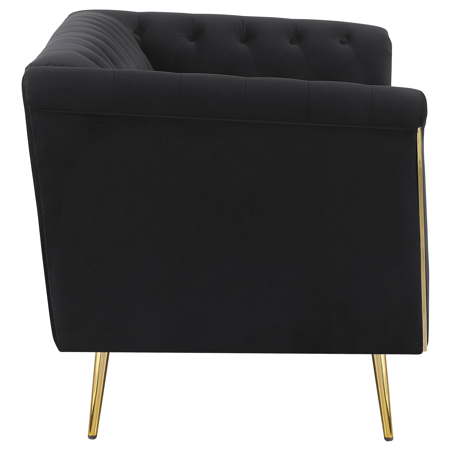 Holly Upholstered Tuxedo Arm Tufted Loveseat Black