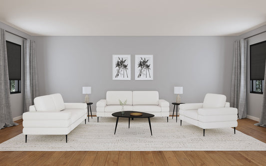 Jessel 3-piece Chenille Upholstered Sofa Set Ivory