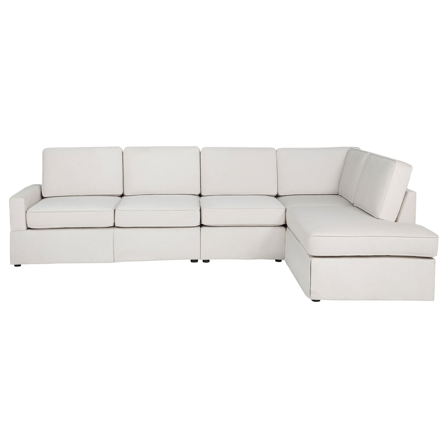 Delmar Velvet Upholstered Sectional Sofa Skirted Base Latte